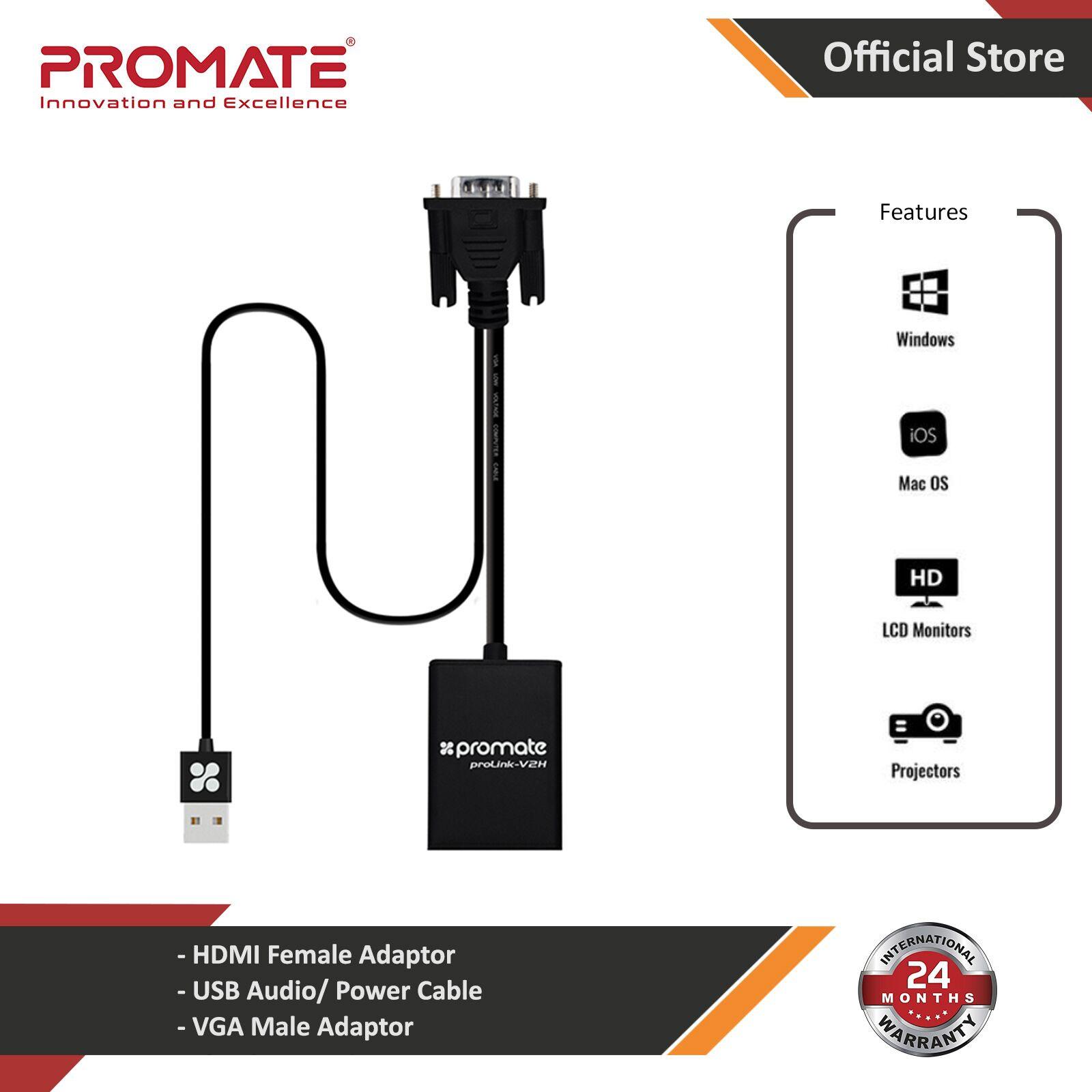 Picture of Promate VGA to HDMI Adapter Video Cable Converter Adapter Kit Plug and Play with Audio Support Red Design- Red Design Cases, Red Design Covers, iPad Cases and a wide selection of Red Design Accessories in Malaysia, Sabah, Sarawak and Singapore 