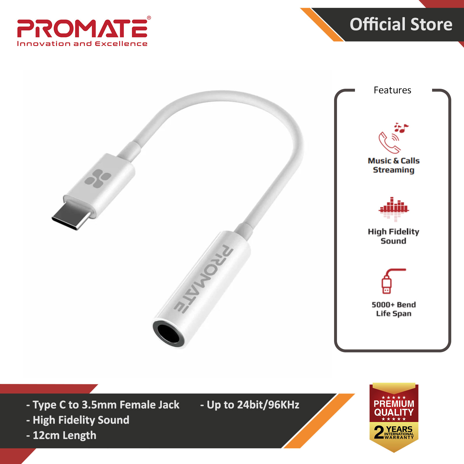 Picture of Promate USB-C to 3.5 mm Headphone Jack Adapter, Type C to 3.5mm Female Aux Audio Cable with HD Sound for Google Pixel 2 3 XL Samsung Huawei Moto OnePlus HTC Xiaomi AUXLink-C for Galaxy S23 Ultra Red Design- Red Design Cases, Red Design Covers, iPad Cases and a wide selection of Red Design Accessories in Malaysia, Sabah, Sarawak and Singapore 