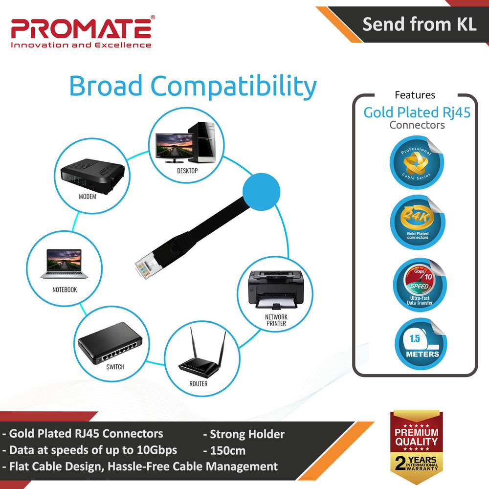 Picture of Promate High SpeePromate High Speed CAT 7 Ethernet LAN Cable transmitting data at speeds of up to 10Gbps RJ45 connectors 150cm linkMate-L2d CAT 6 Ethernet LAN Cable transmitting data at speeds of up to 10Gbps RJ45 connectors 300cm linkMate-L2L Red Design- Red Design Cases, Red Design Covers, iPad Cases and a wide selection of Red Design Accessories in Malaysia, Sabah, Sarawak and Singapore 