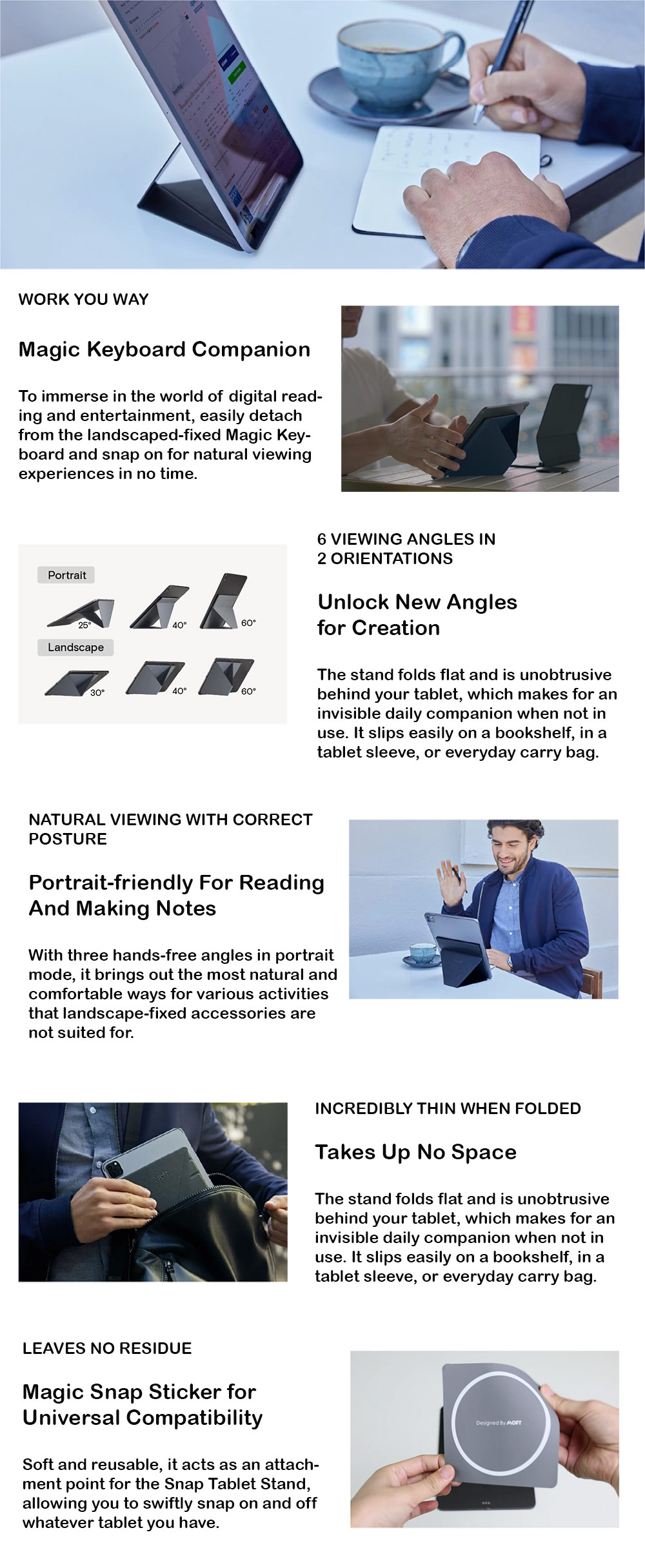 Picture of Apple iPad 10.2 7th gen 2019  | MOFT Snap Tablet Stand Multi Angle Invisible Tablet Stand for iPad iPad Pro iPad Air Tablet (Wanderlust Blue)