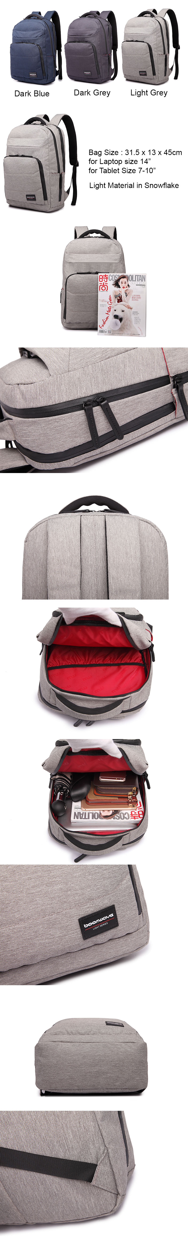 Picture of Boomwave Light Series Backpack for laptop up to 14" - Light Grey