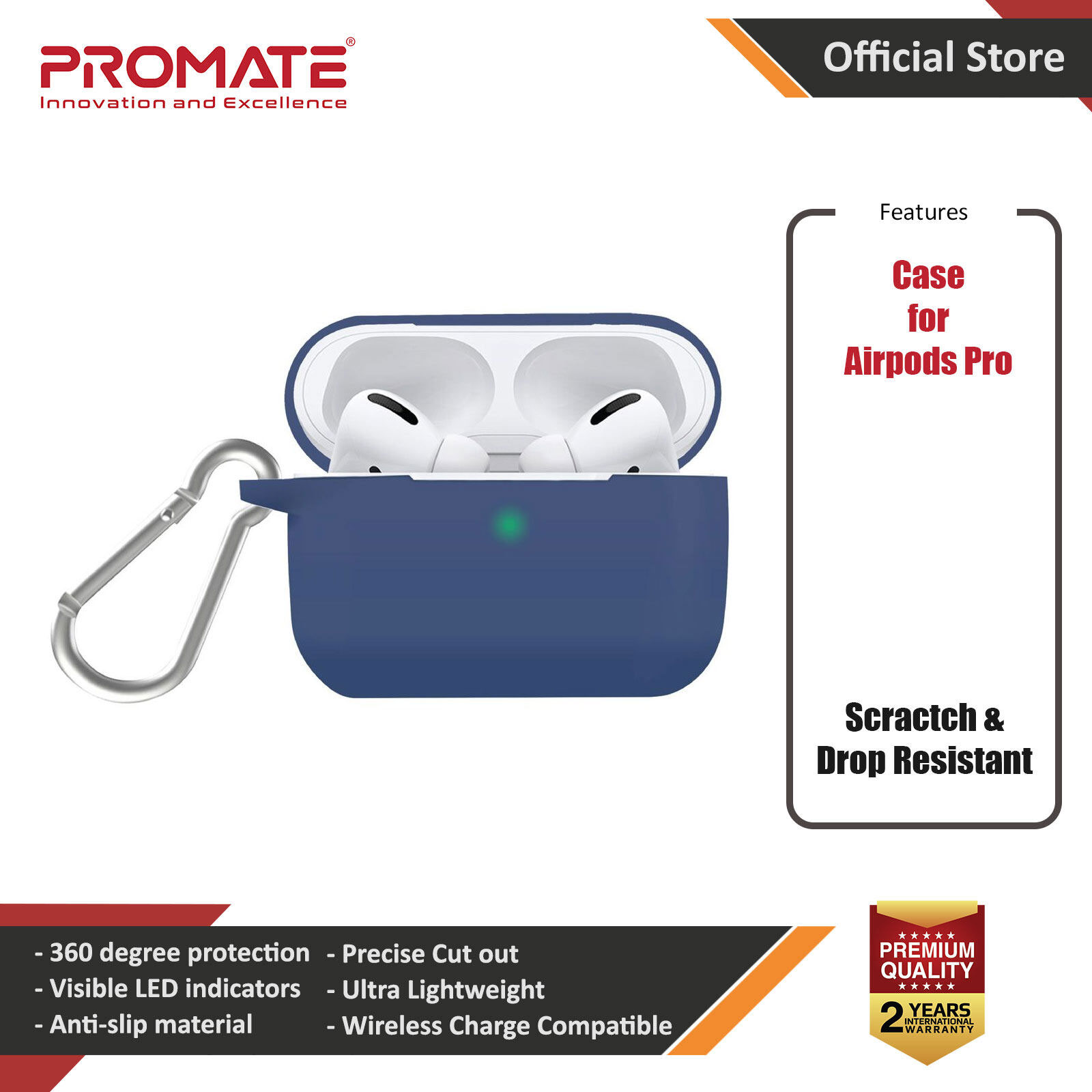 Picture of Promate AirPods Pro Silicone Case Slim-Fit Shockproof Protective Wireless Charging AirPods Pro Cover with Dual-Lid, Scratch Resistance and Anti-Slip Case for Apple Airpods Pro SiliCase-Pro (Blue) �Apple Airpods Pro- �Apple Airpods Pro Cases, �Apple Airpods Pro Covers, iPad Cases and a wide selection of �Apple Airpods Pro Accessories in Malaysia, Sabah, Sarawak and Singapore 