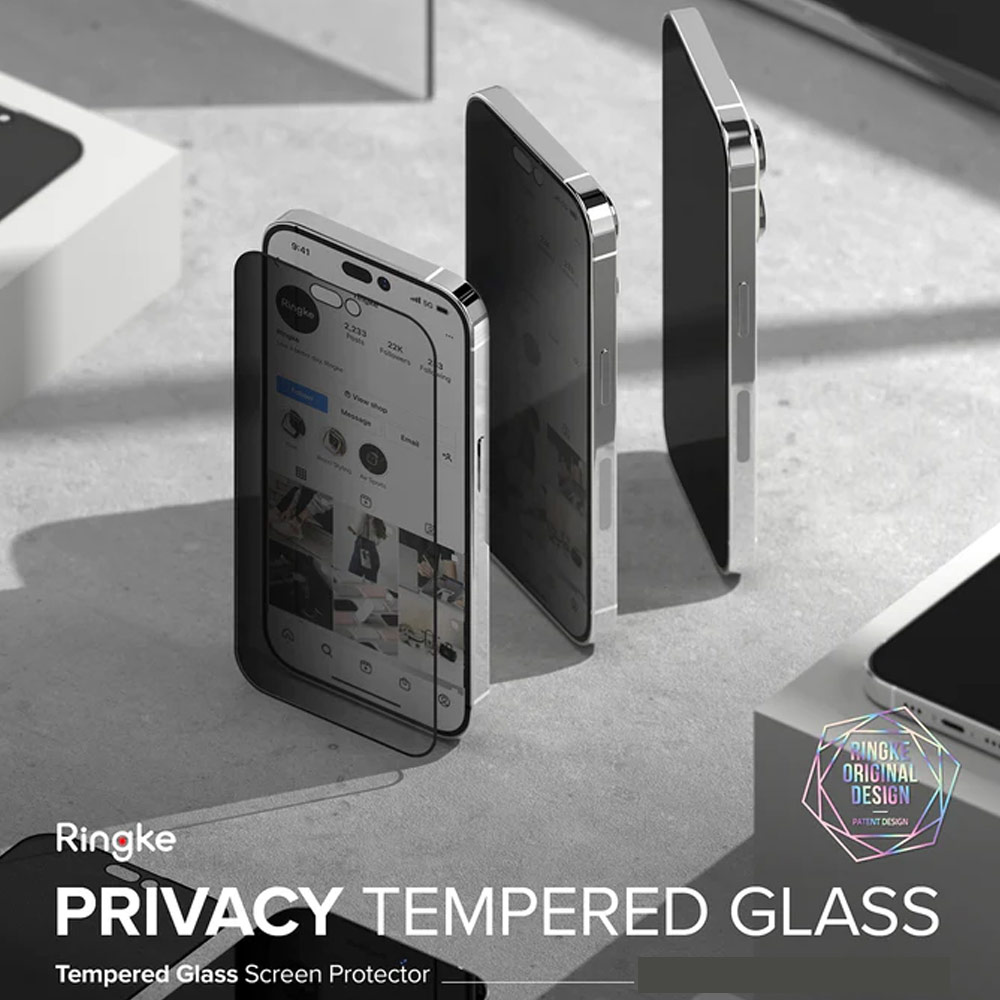 Picture of  Apple iPhone 14 Pro Max 6.7 Screen Protector | Ringke Premium Tempered Glass Screen Protector with Easy Installation Jig Kit for Apple iPhone 14 Pro Max 6.7 (Privacy Anti Peep Anti View)