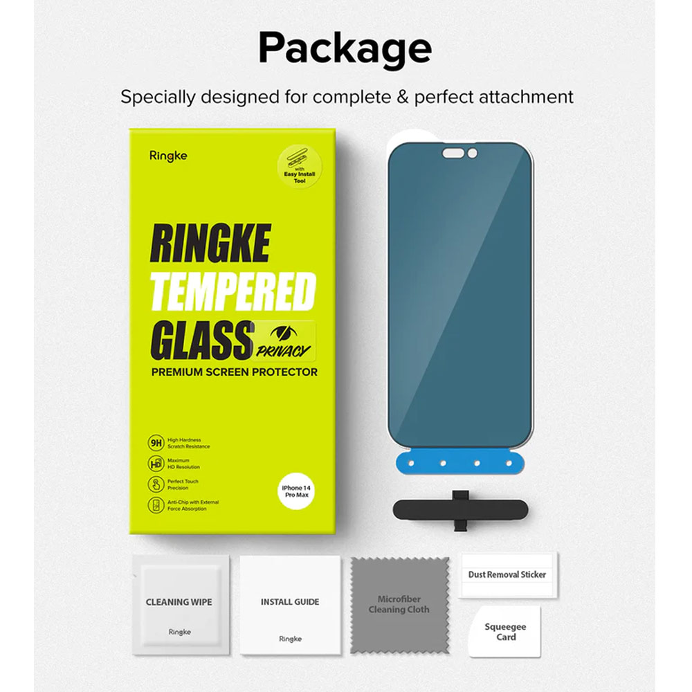 Picture of  Apple iPhone 14 Pro Max 6.7 Screen Protector | Ringke Premium Tempered Glass Screen Protector with Easy Installation Jig Kit for Apple iPhone 14 Pro Max 6.7 (Privacy Anti Peep Anti View)