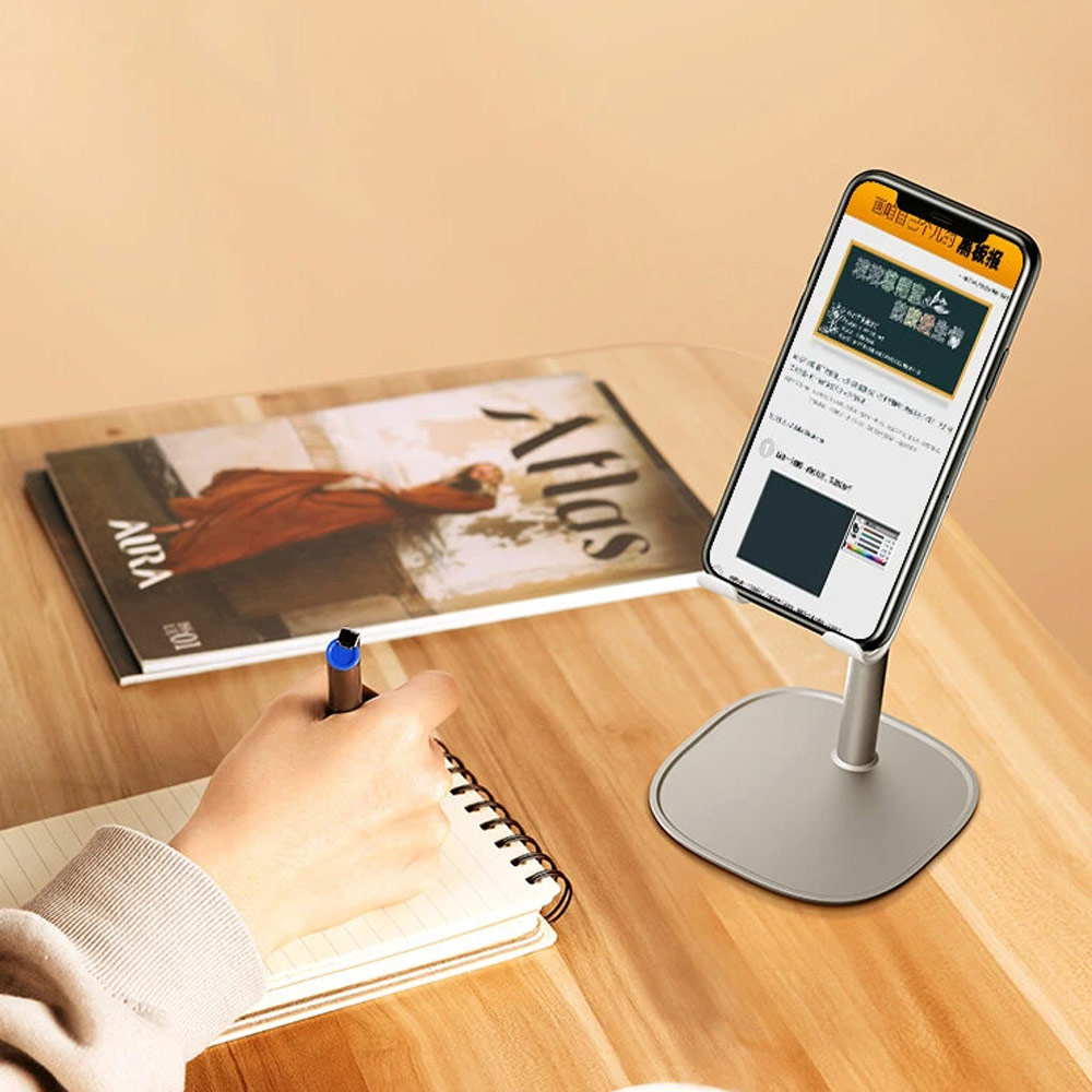 Picture of Rock Basic Version Mini Portable Rotation Adjustable Anti-slip Metal Desktop Stand Tablet Phone Holder for iPhone 12 Pro Max iPhone 11 Pro Max(Black)