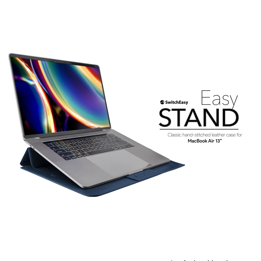 Picture of �Apple MacBook Pro 13\" 2020 Case | Switchasy EasyStand Classic Hand Stitched Leather Sleeve Carry Case Standable Design for Macbook Air 13 M1 2020 2021 Macbook Pro 13 2020 2021 13 inches Laptop (Midnight Blue)